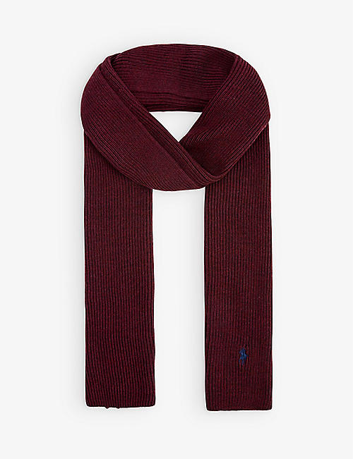 POLO RALPH LAUREN: Logo-embroidered merino-wool scarf