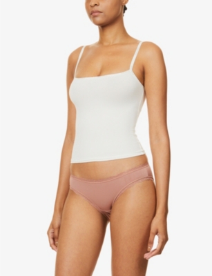 STRIPE & STARE: Mid-rise lace stretch-woven briefs