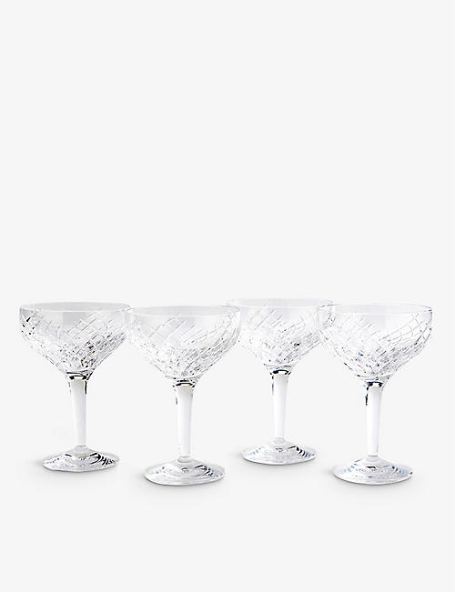 SOHO HOME: Barwell diamond-cut crystal champagne coupe glasses set of four