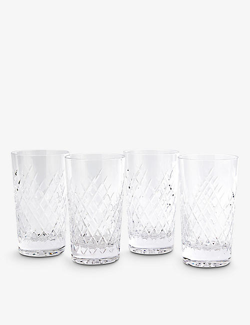 SOHO HOME: Barwell diamond-cut crystal highball glasses set of four
