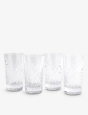 SOHO HOME Barwell diamondcut crystal highball glasses set of four