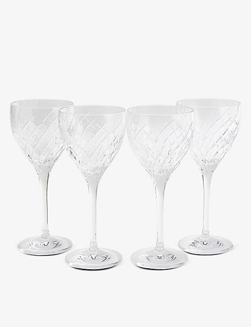 SOHO HOME: Barwell diamond-cut crystal red wine glasses set of four