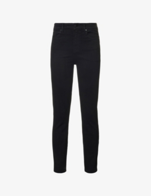 7 For All Mankind Aubrey Slim-fit High-rise Stretch-denim Jeans In Black
