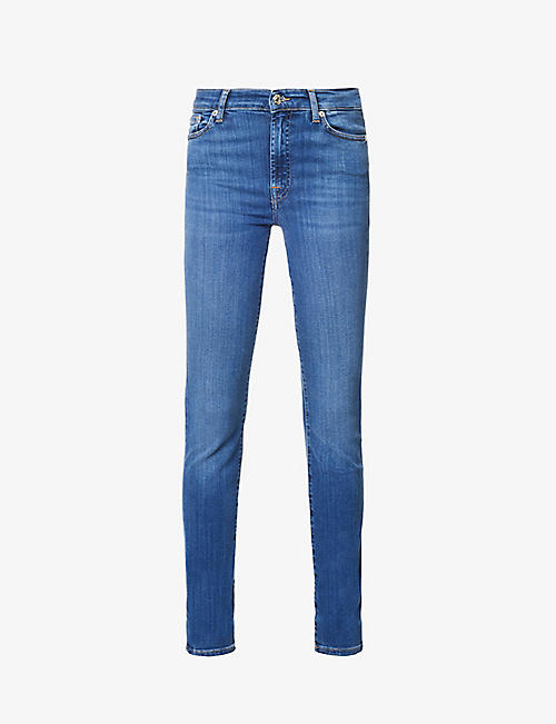 7 FOR ALL MANKIND: Logo-patch skinny high-rise stretch-denim jeans