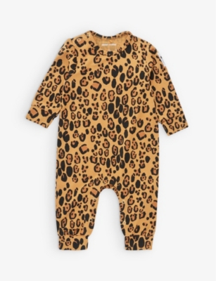 MINI RODINI: Leopard-print brand-patch stretch-jersey romper 1-9 months