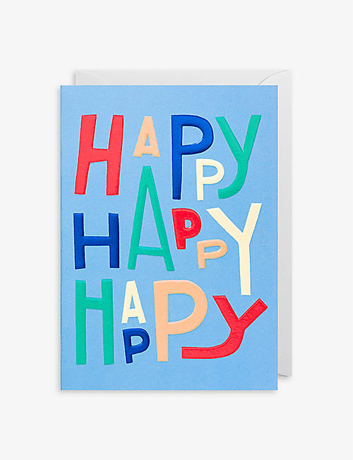 LAGOM: Happy Happy Happy greetings card 10.9cm x 15.5cm