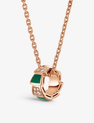 Bvlgari Women's Serpenti Viper 18k Rose Gold, Diamond & Malachite Pendant Necklace