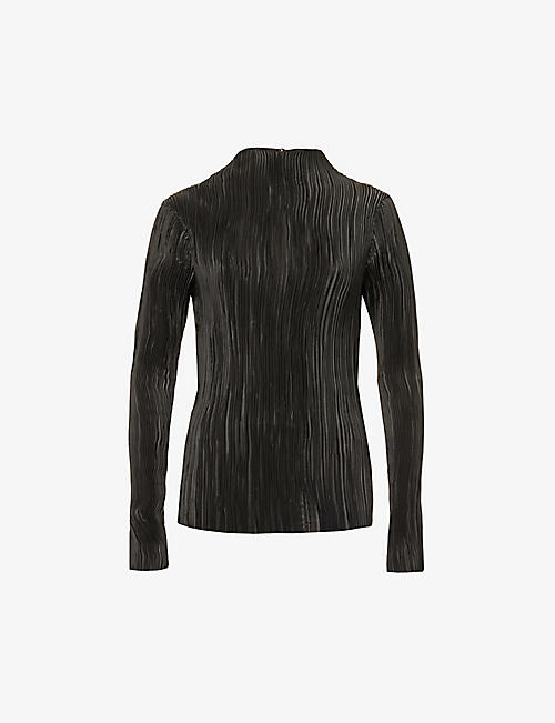 RABENS SALONER: Ethel pleated high-neck woven top