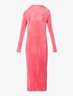 RABENS SALONER - Emina pleated high-neck satin maxi dress | Selfridges.com