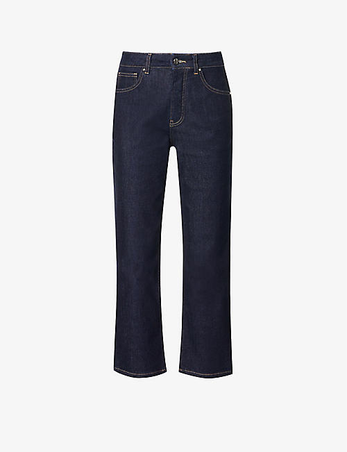 ME AND EM: Straight-leg cropped stretch cotton-blend jeans