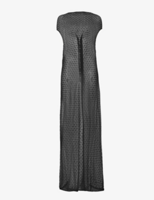RUI: Faux-pearl embellished stretch-knit midi dress