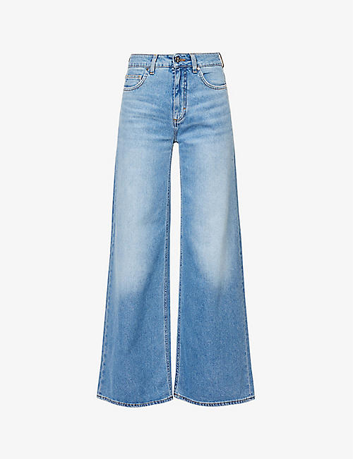 Paisley-print straight-leg stretch-denim jeans Selfridges & Co Women Clothing Jeans Straight Jeans 