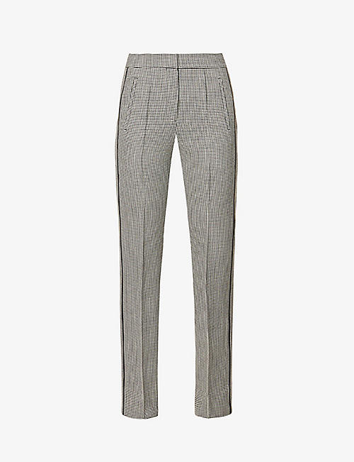 ME AND EM: Puppytooth-design stretch-recycled polyester-blend trousers