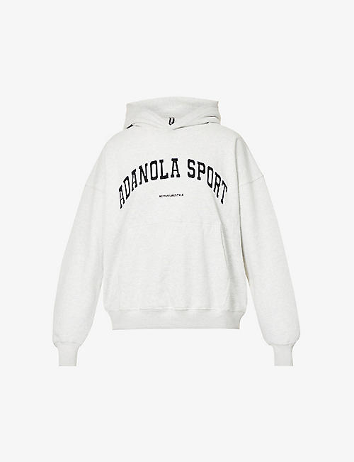 ADANOLA: Varsity brand-embroidered cotton-jersey hoody