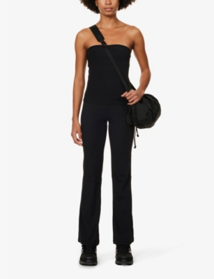 Shop Adanola Womens Yoga Flared-leg High-rise Stretch-jersey Trousers Black