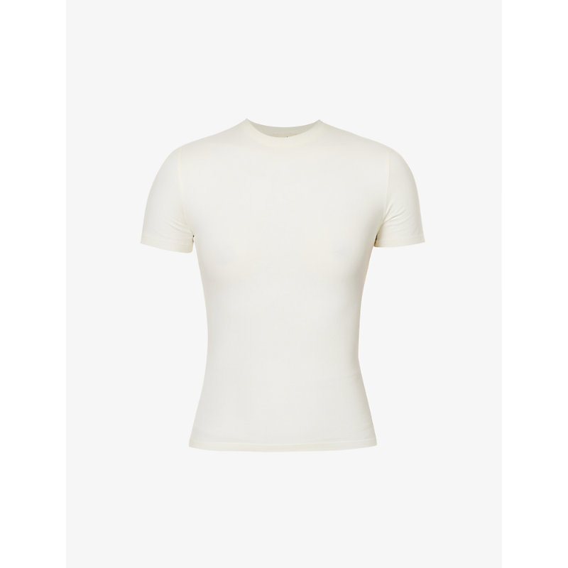 Adanola Round-neck Slim-fit Stretch-cotton T-shirt In Marshmallow White