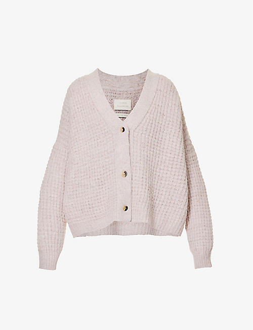 LAUREN MANOOGIAN: Waffle-knit relaxed-fit alpaca wool-blend knitted cardigan