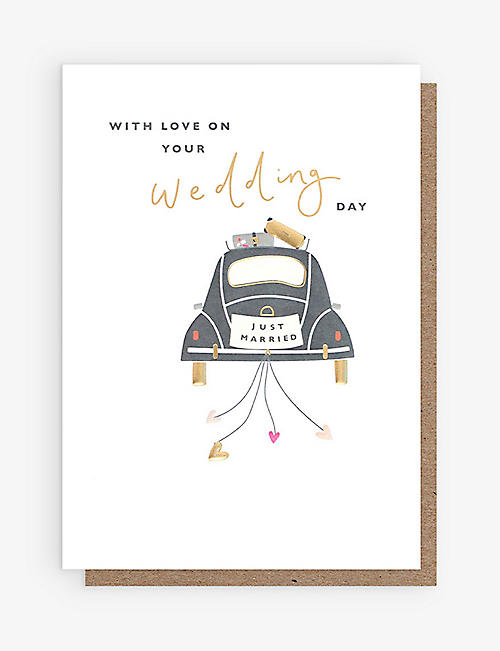 CAROLINE GARDNER: With Love On Your Wedding Day Car-print greetings card 13.5cm x 12.5cm