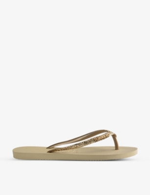 Gold glitter deals flip flops