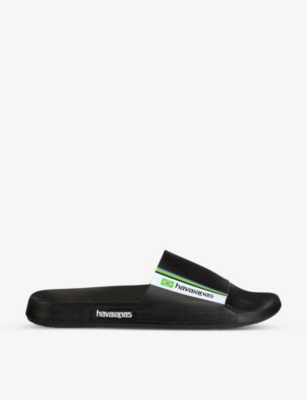 Havaianas Womens Black Brazil Logo-print Rubber Sandals