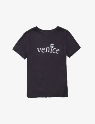 Erl Boys Black Kids Venice Graphic-print Cotton-jersey T-shirt 6-14 Years