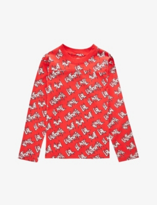 Shop Erl Boys Red Kids Sunscreen Relaxed-fit Cotton-jersey T-shirt 6-14 Years