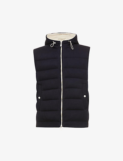 ELEVENTY: Hooded quilted wool and cashmere-blend gilet
