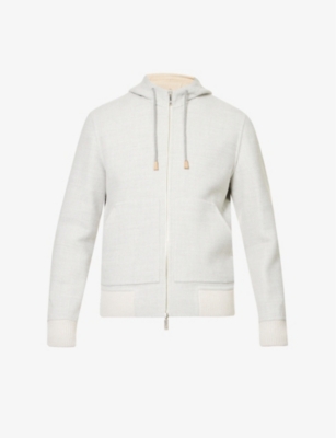 Reversible drawstring wool hoody