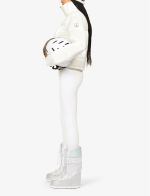 Shop My Sunday Ski Women's Snow Sparkle White Muse Cropped Shell Puffer Jacket