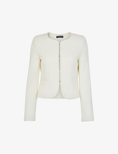 WHISTLES: Collarless textured cotton-jersey blazer
