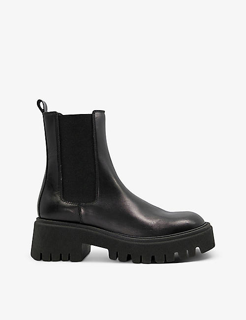 DUNE: Pasto chunky cleated-sole leather Chelsea boots