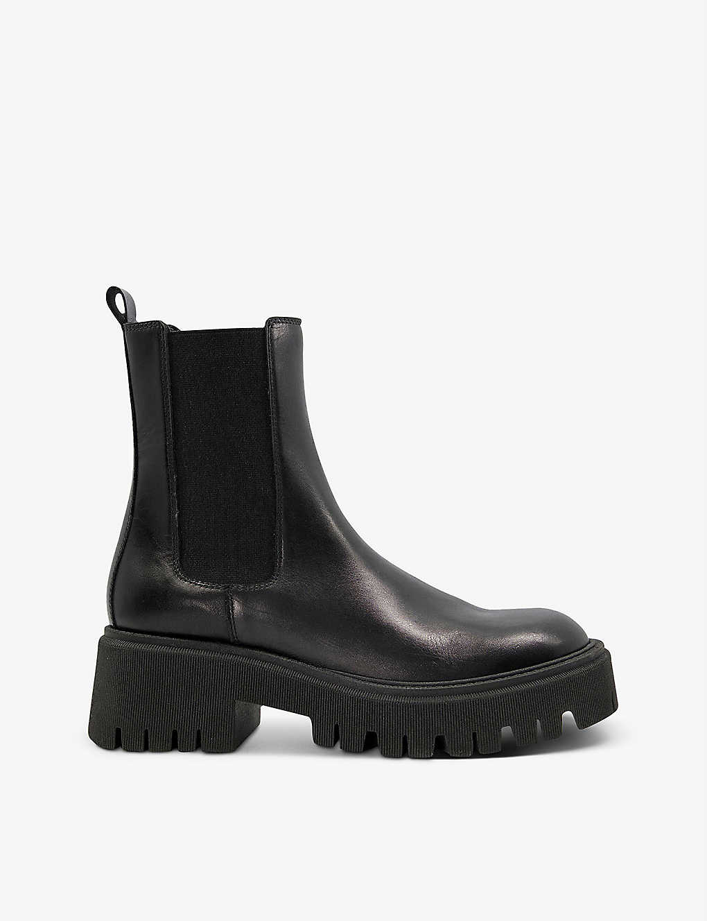 Dune Pasto Chunky Cleated-sole Leather Chelsea Boots In Black-plain Leather