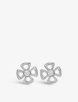 Bvlgari Womens White Gold Fiorever 18ct White-gold And Diamond Stud Earrings