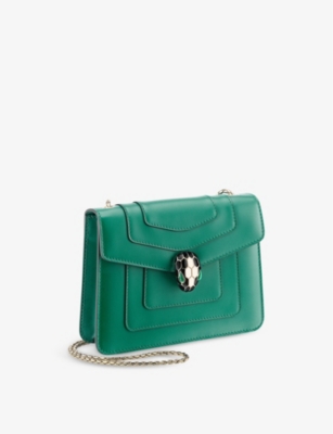 Shop Bvlgari Serpenti Forever Leather Cross-body Bag In Green