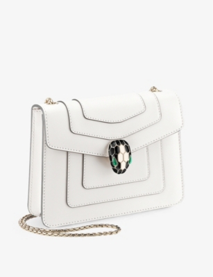 Shop Bvlgari Womens White Serpenti Forever Leather Cross-body Bag