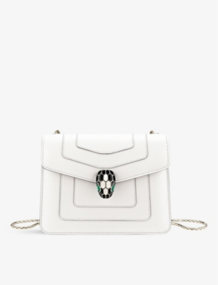 Shop Bvlgari Womens White Serpenti Forever Leather Cross-body Bag