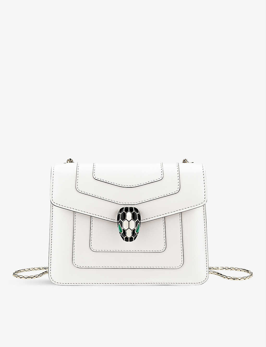 Shop Bvlgari Serpenti Forever Leather Cross-body Bag In White