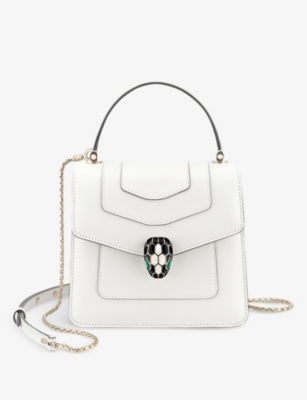 Bvlgari Womens White Serpenti Forever Leather Top-handle Bag