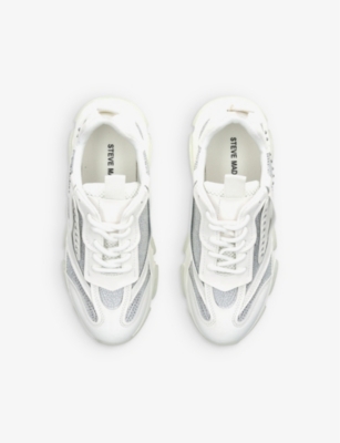 STEVE MADDEN: Possession R embellished faux-leather and mesh trainers 7-9 years