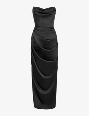 HOUSE OF CB Adrienne slim fit satin maxi dress Selfridges