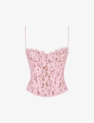 House Of Cb Womens Rose Mila Floral Stretch-lace Corset Top