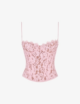 HOUSE OF CB - Mila floral stretch-lace corset top | Selfridges.com