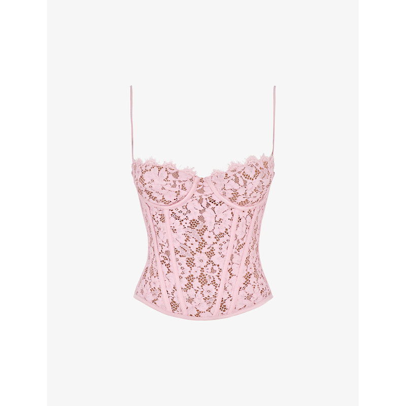 House Of Cb Womens Rose Mila Floral Stretch-lace Corset Top