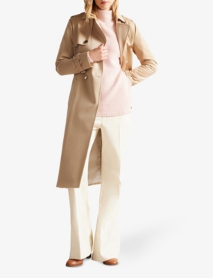 Shop Ted Baker Women's Tural Robbii Lightweight Double-breasted Cotton Trench Coat In Cream