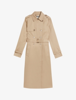 Ted Baker Robbii Lightweight Double-breasted Cotton Trench Coat In Cream