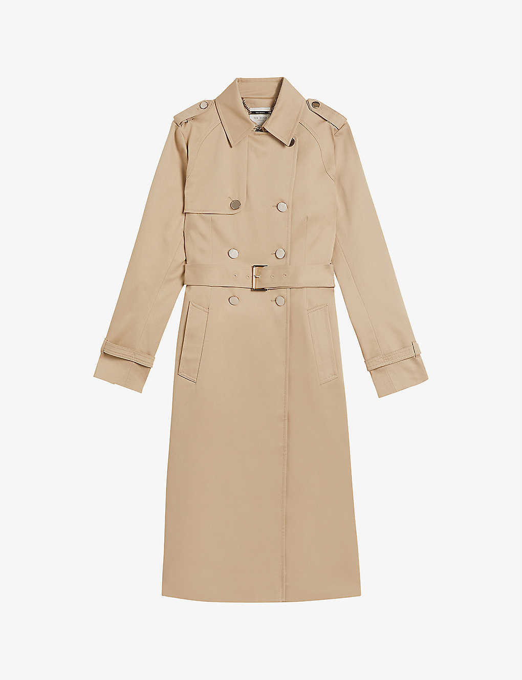 Ted Baker Robbii Lightweight Double-breasted Cotton Trench Coat In Cream