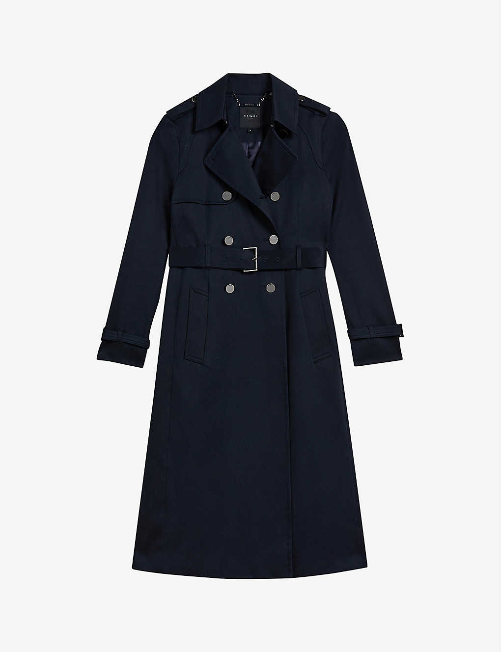 Ted Baker Robbii Lightweight Double-breasted Cotton Trench Coat In Navy