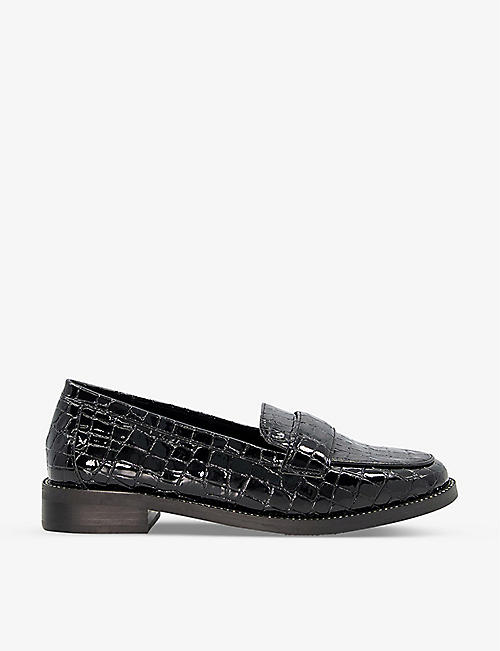 DUNE: Gissele snake-embossed faux-leather loafers