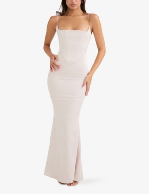 HOUSE OF CB: Olivette corset satin maxi dress