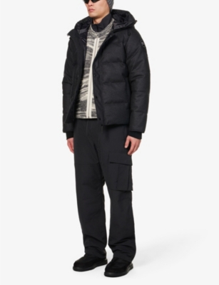 Shop Canada Goose Men's Carbon Melange Macmillan Brand-patch Relaxed-fit Recycled-wool Blend-down Hooded